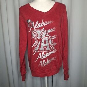 Alabama Crimson Tide Women's Sweatshirt Red V-neck Pullover Longsleeve Size M